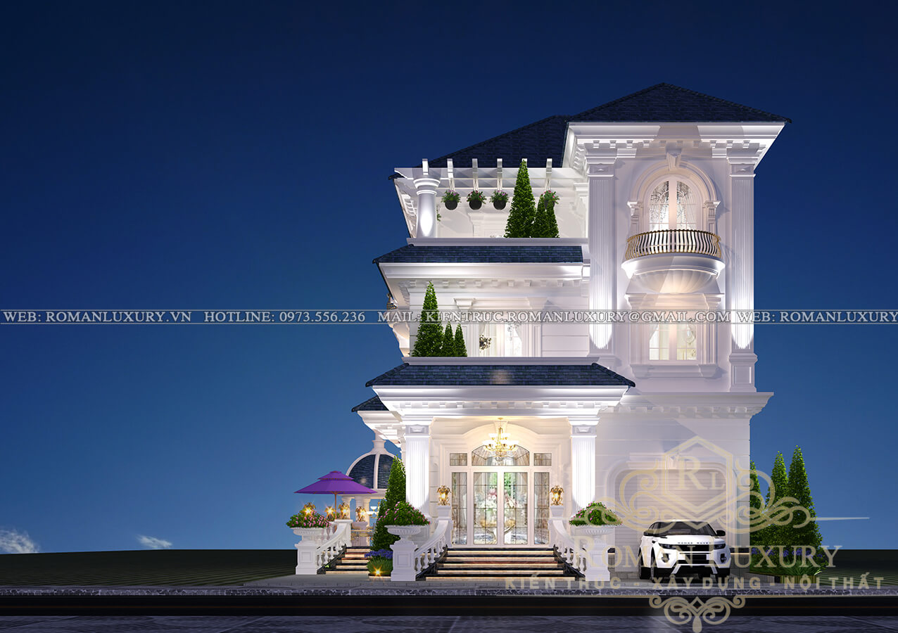 mặt tiền biệt thự 3 tầng kiểu châu âu