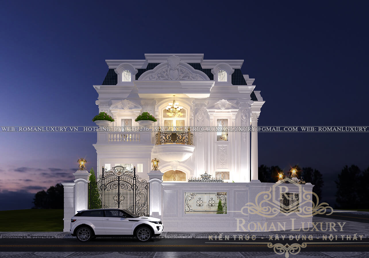 mặt tiền biệt thự 3 tầng tân cổ điển
