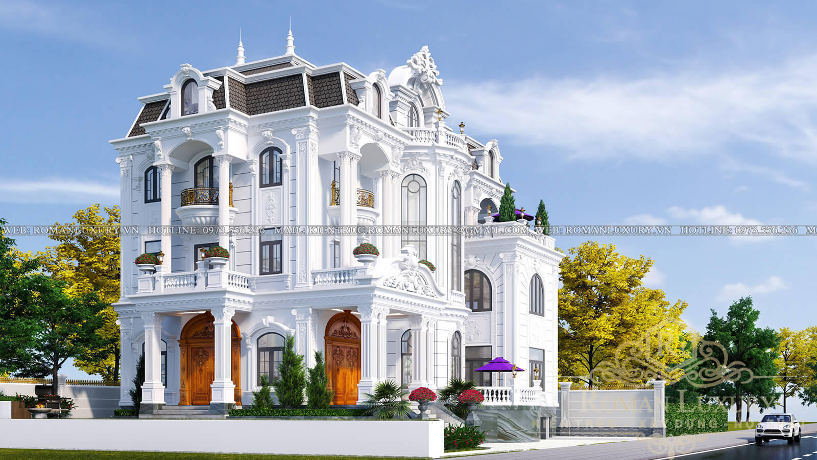 mặt tiền biệt thự cổ điển châu âu