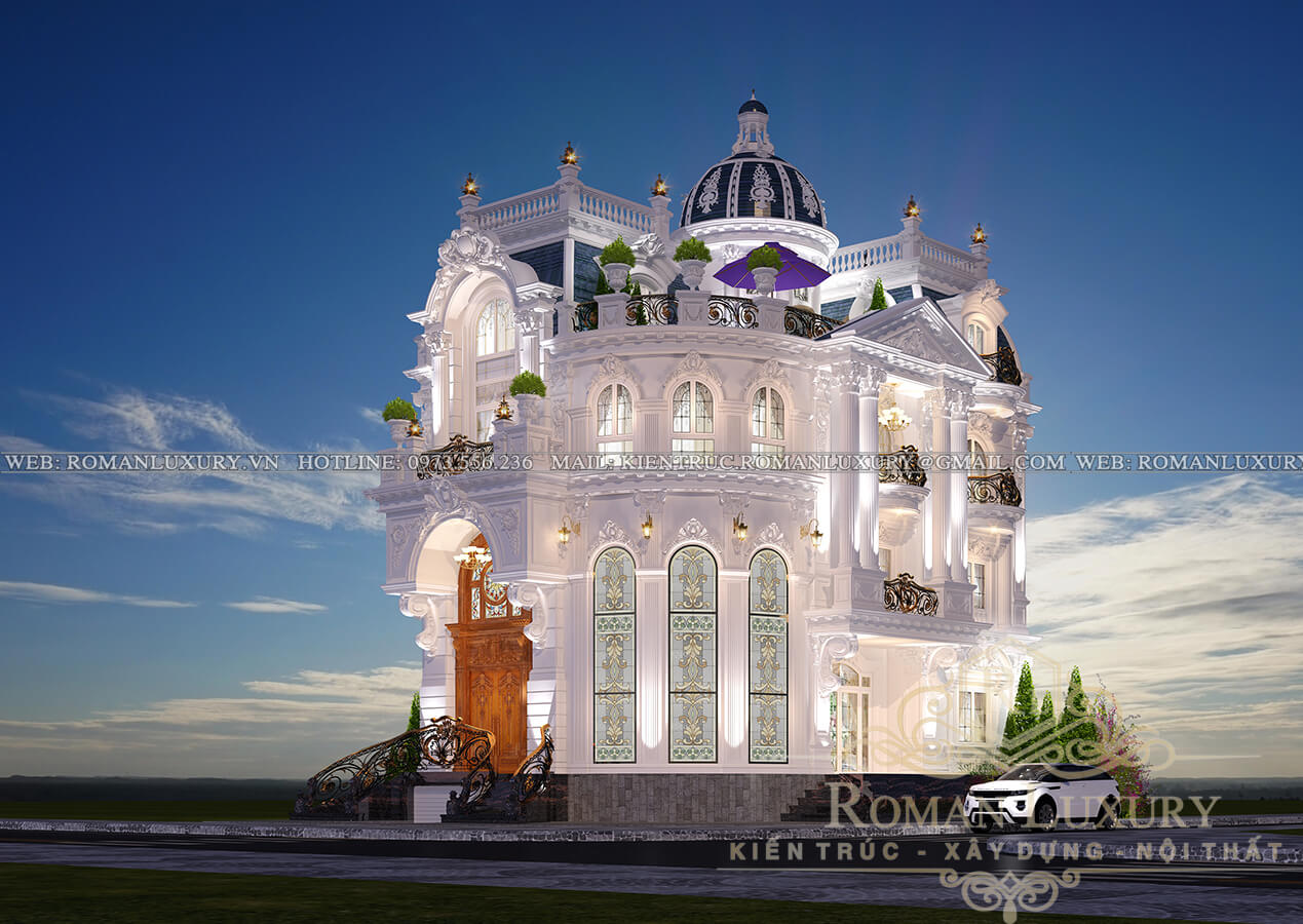 mặt tiền biệt thự cổ điển kiểu pháp 