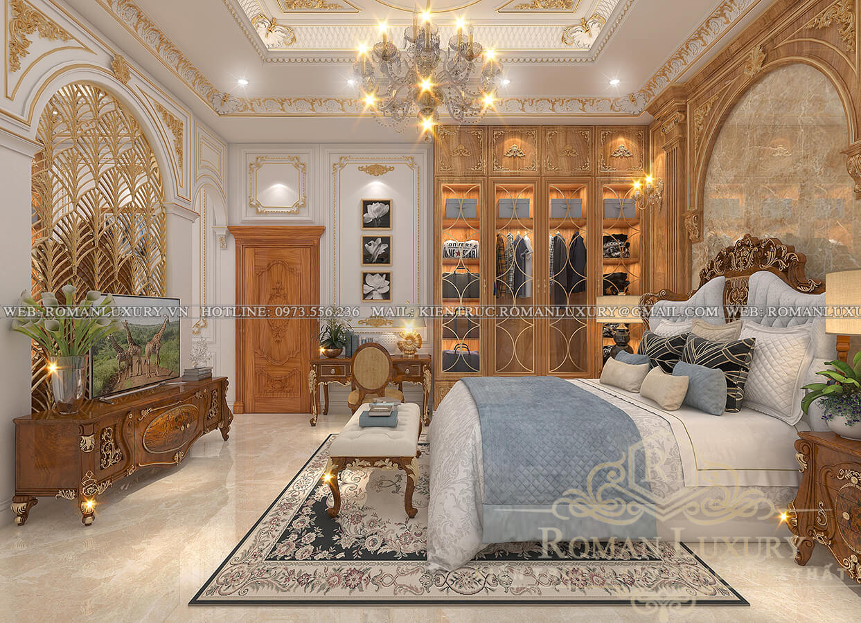 phòng ngủ biệt thự cổ điển pháp