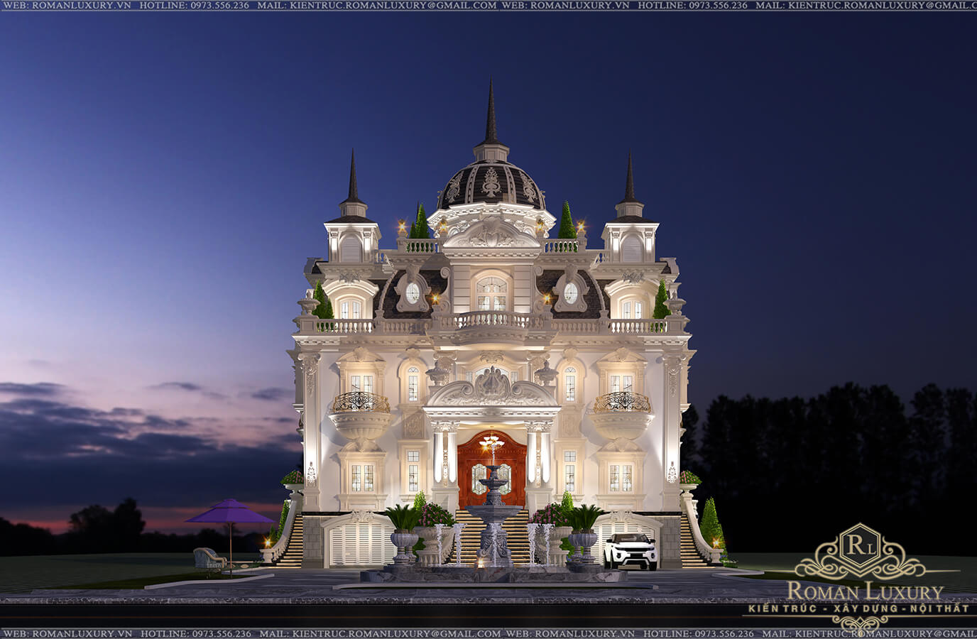 mặt tiền biệt thự lâu đài 3 tầng 1