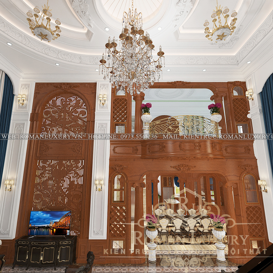 phòng khách biệt thự phong cách châu âu