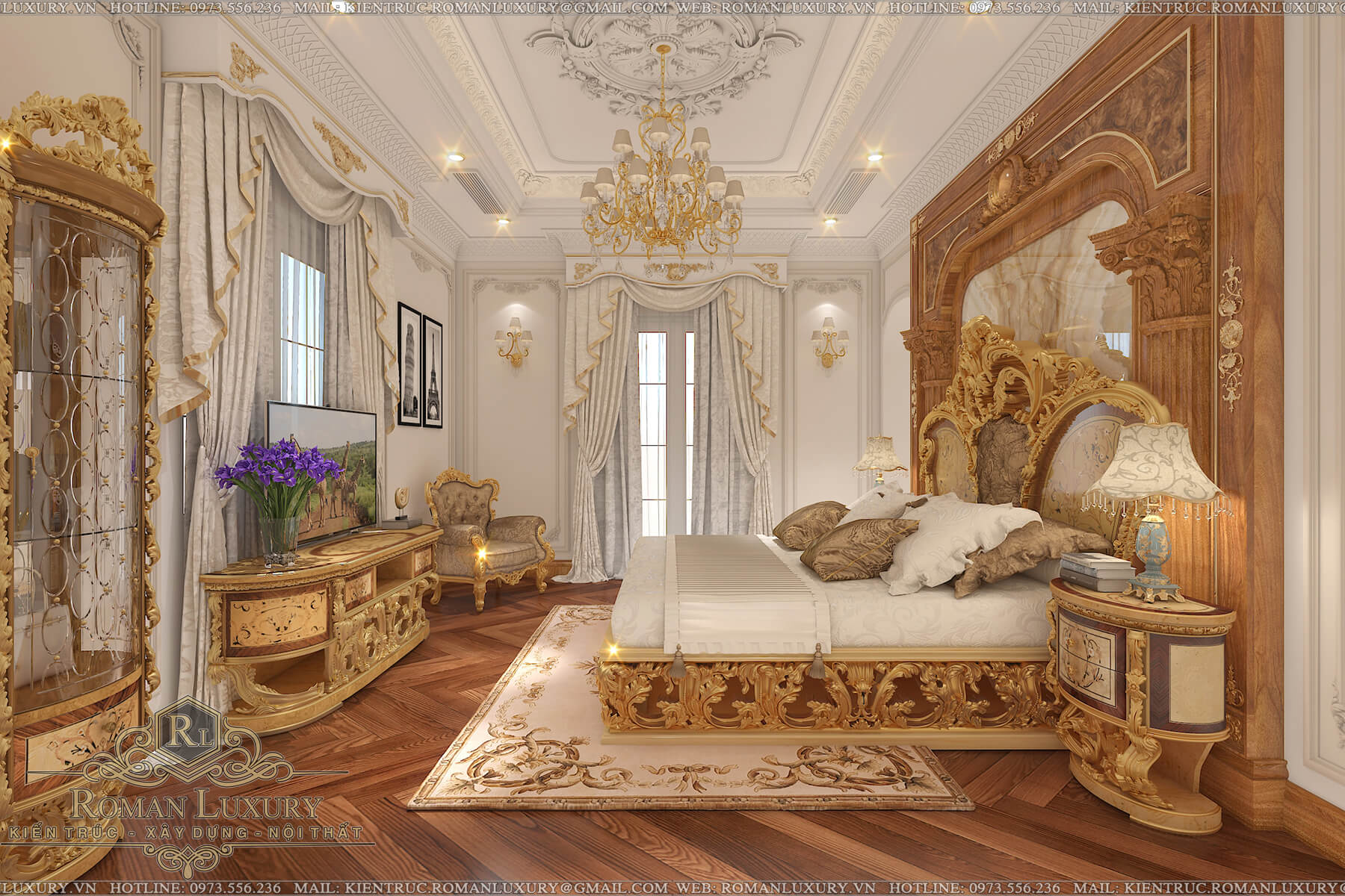 phòng ngủ biệt thự tân cổ điển châu âu 7