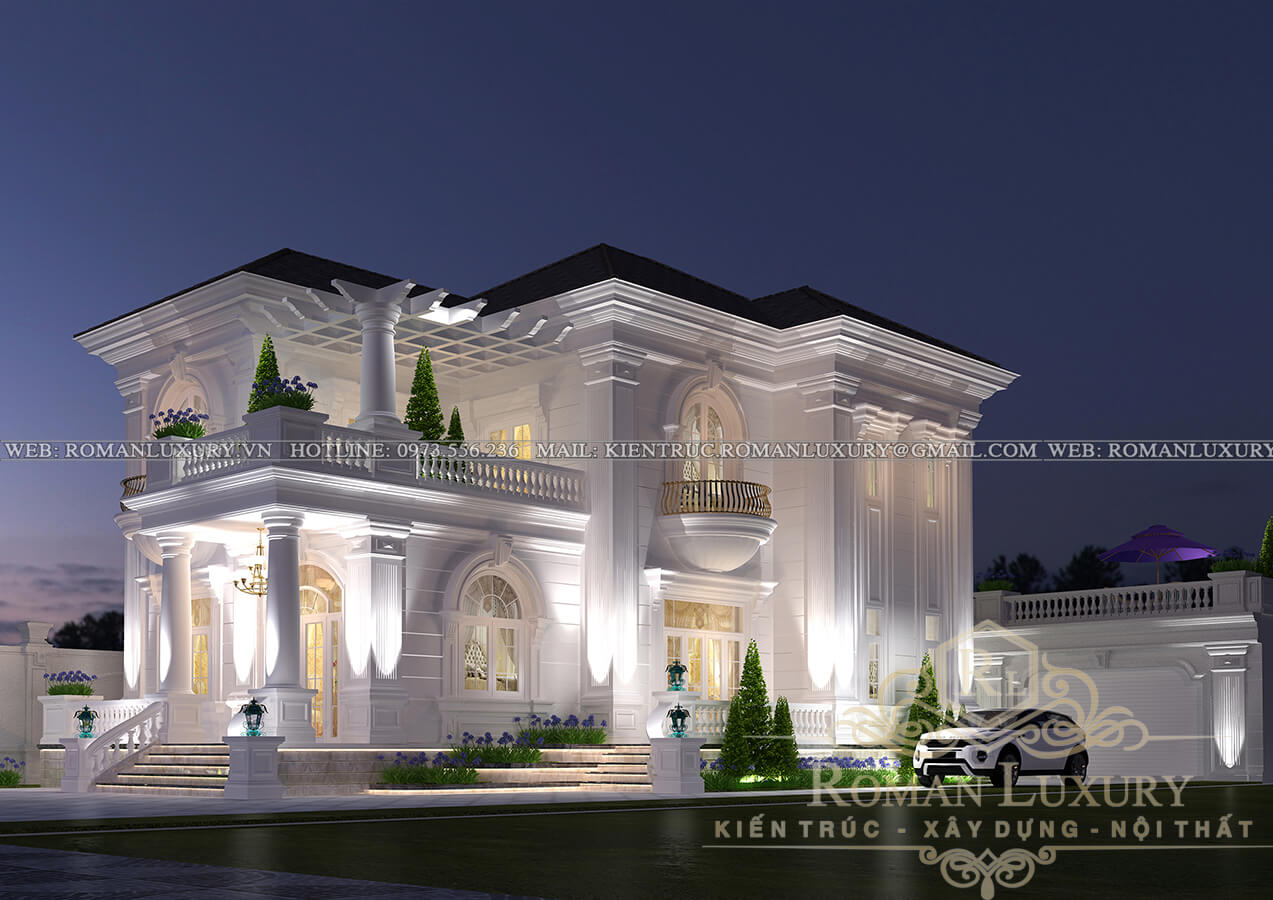mặt tiền thiết kế biệt thự vườn 2 tầng