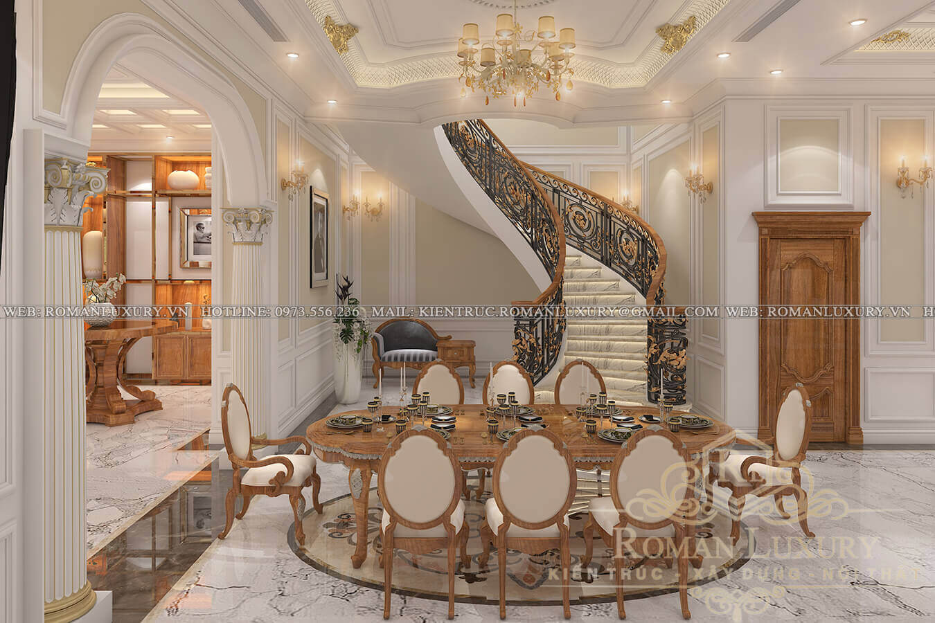 cầu thang biệt thự tân cổ điển 5