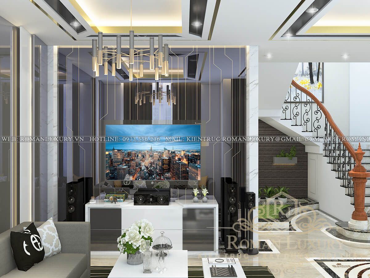 phòng khách mẫu biệt thự 3 tầng kiểu pháp