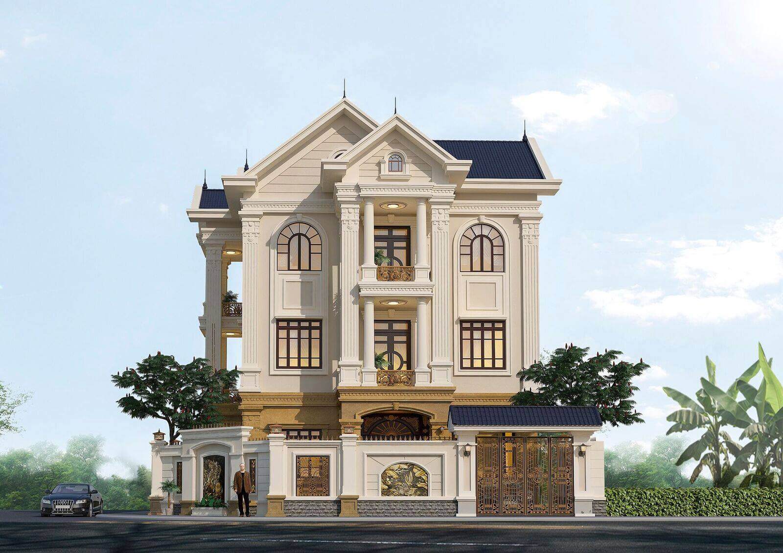 mẫu biệt thự cổ điển 3 tầng mái thái đẹp 6