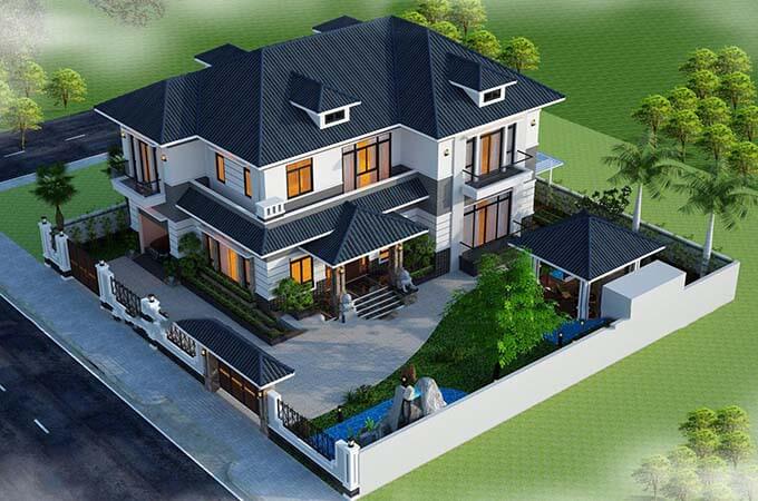 mẫu nhà 2 tầng 2 mặt tiền 16