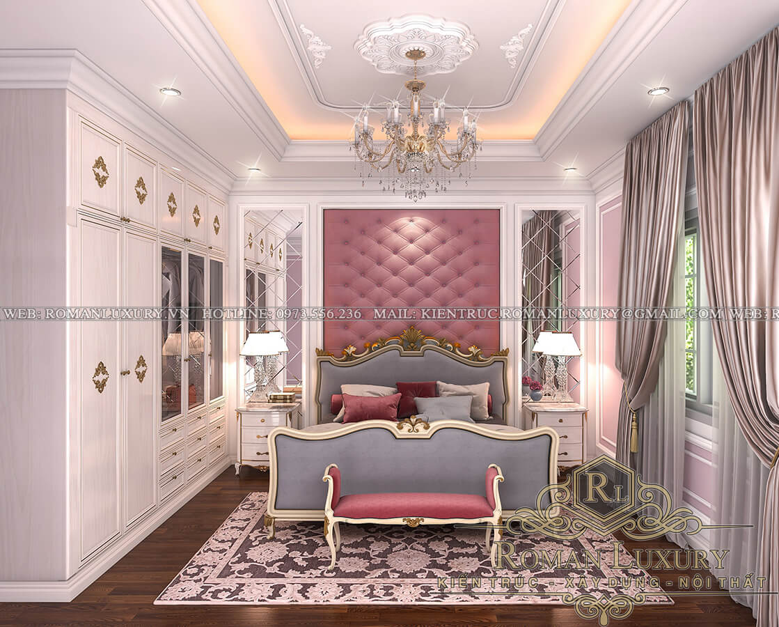 phòng ngủ con gái nhà phố đẹp 3 tầng 4