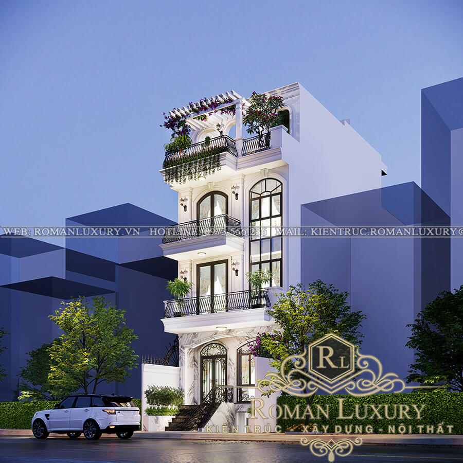 thiết kế nhà phố 4 tầng có thang máy 2