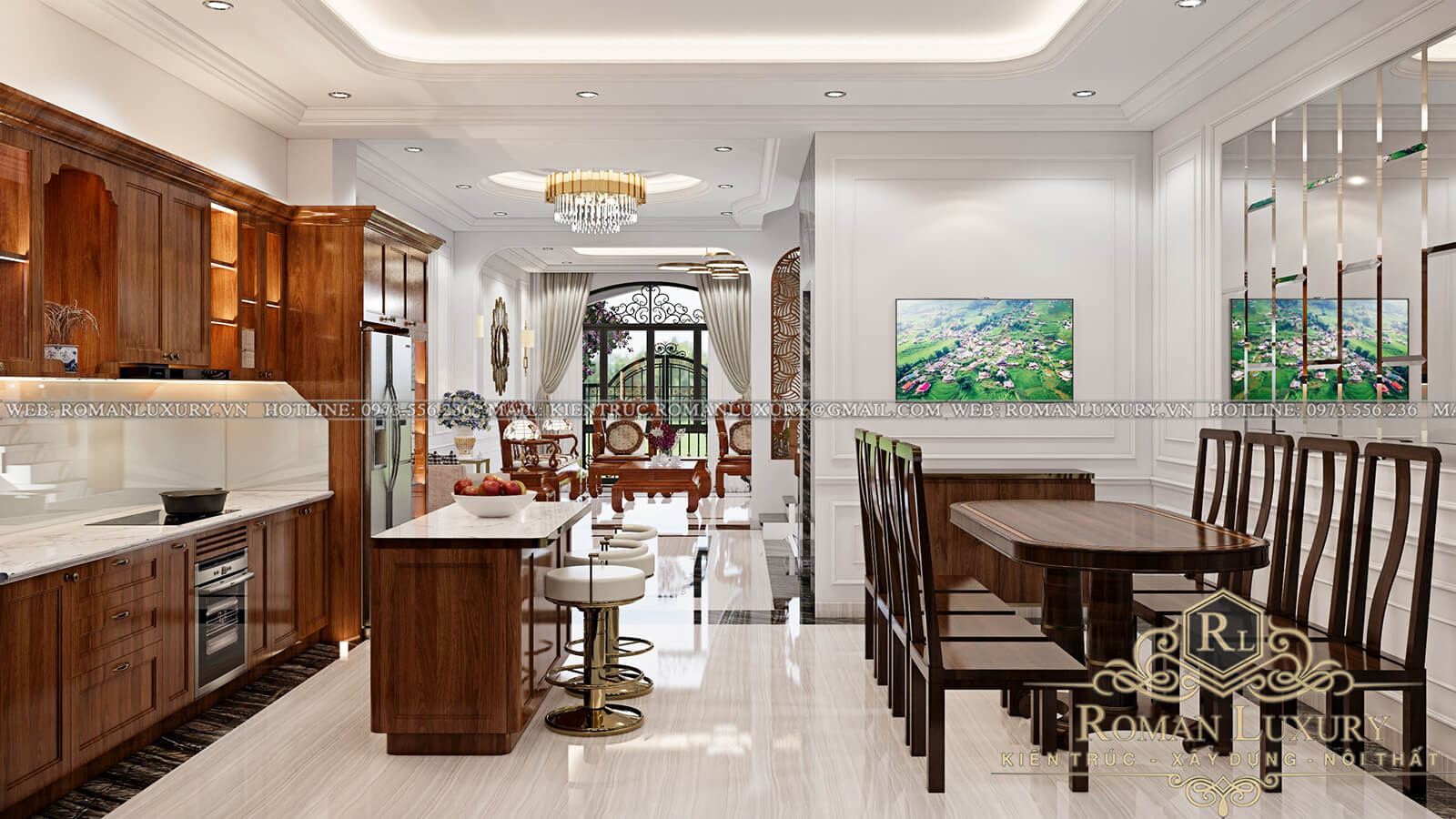 bếp và phòng ăn thiết kế nhà phố 4 tầng 