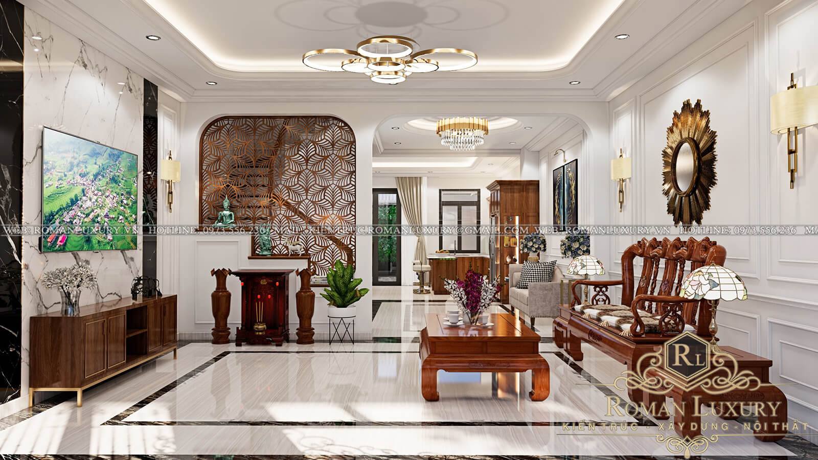 phòng khách thiết kế nhà phố 4 tầng 