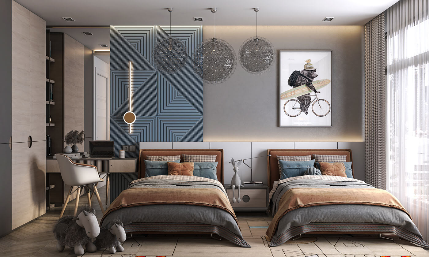 thiết kế phòng ngủ 2 bé trai 26