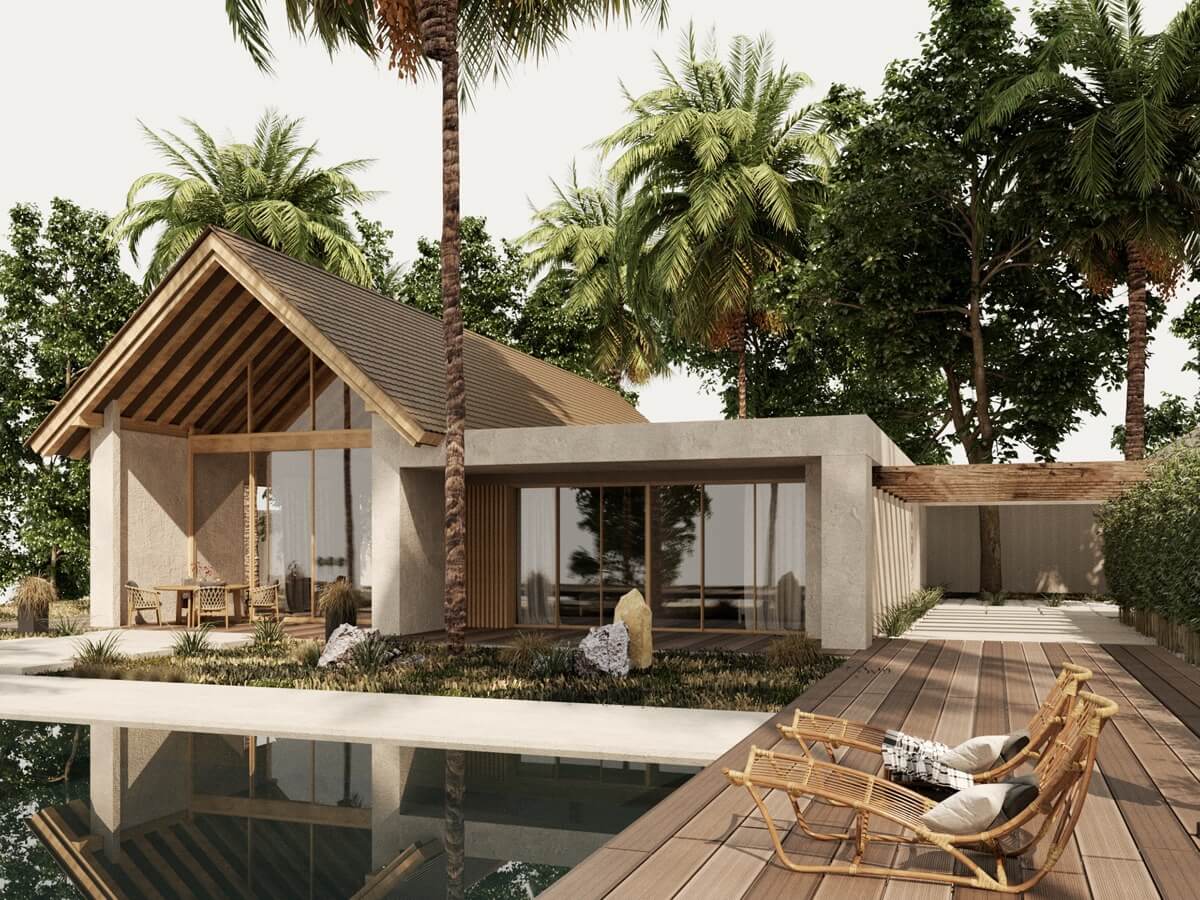thiết kế villa nghỉ dưỡng 1 tầng hiện đại đẹp 1