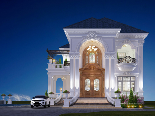 thiết kế biệt thự 2 tầng cho gia đình 3 thế hệ