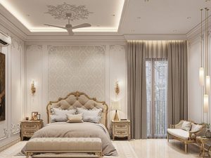 mẫu thiết kế nội thất phòng ngủ tân cổ điển nhẹ nhàng