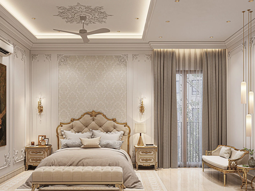 mẫu thiết kế nội thất phòng ngủ tân cổ điển nhẹ nhàng