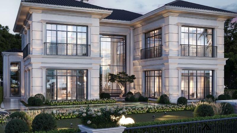 mẫu biệt thự 2 tầng chữ U