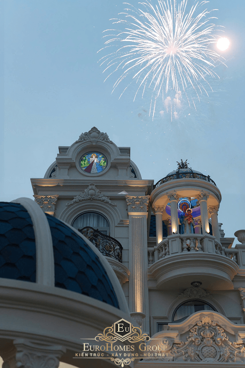 thi công hoàn thiện biệt thự 8x18m 3 tầng tân cổ điển