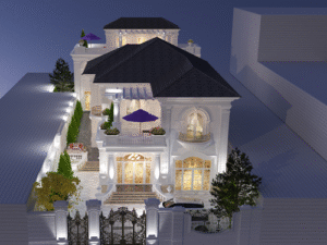 biệt thự sân vườn mái nhật 2 tầng tân cổ điển