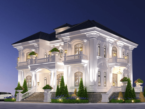 thiết kế nhà 3 gian 2 tầng mái nhật