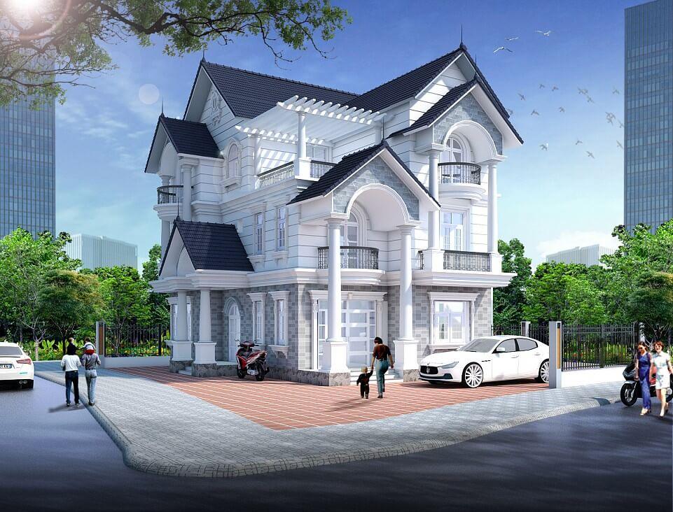 biệt thự 3 tầng mái thái tân cổ điển