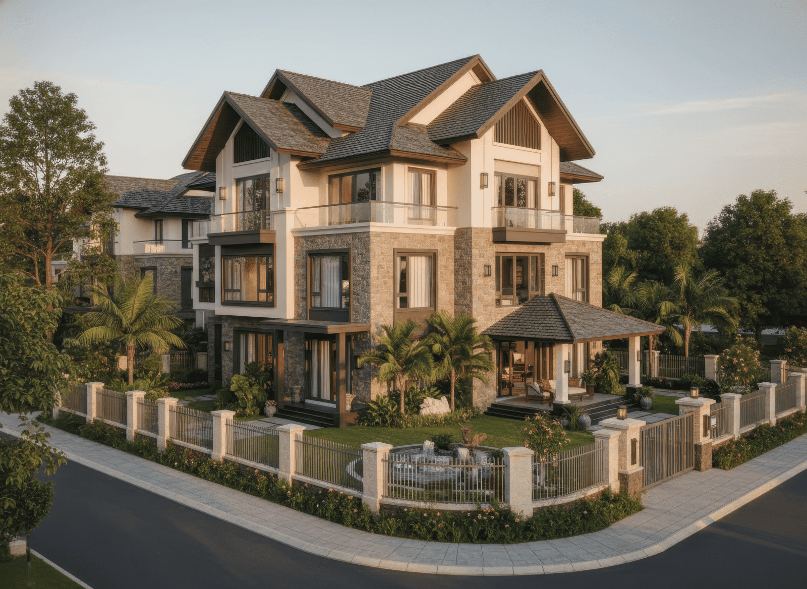 biệt thự 3 tầng mái thái hiện đại
