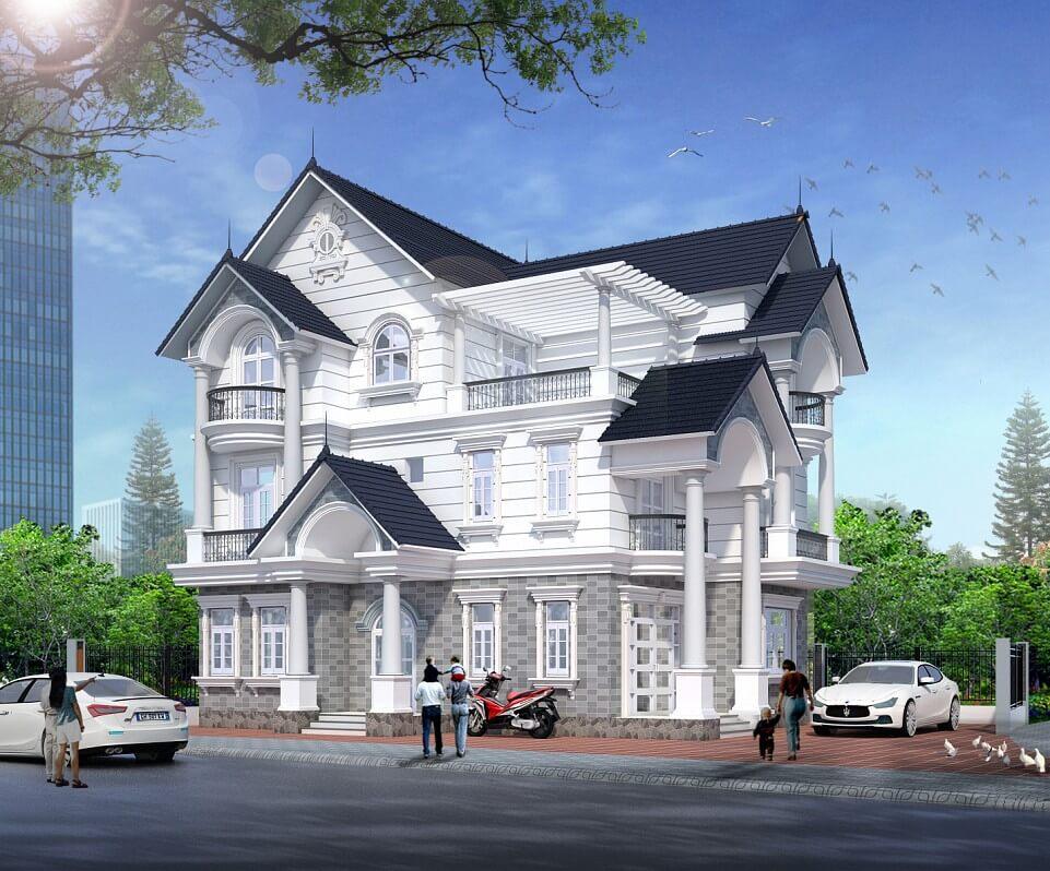 biệt thự 3 tầng mái thái tân cổ điển