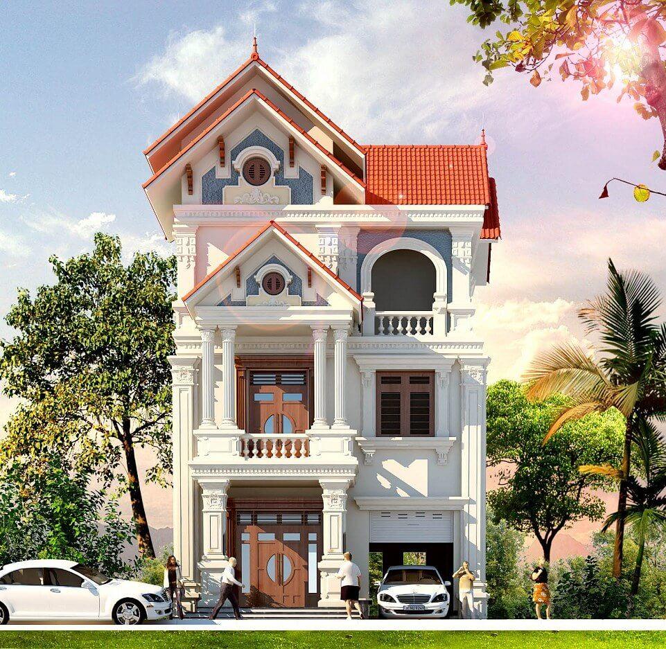 biệt thự 3 tầng mái thái tân cổ điển