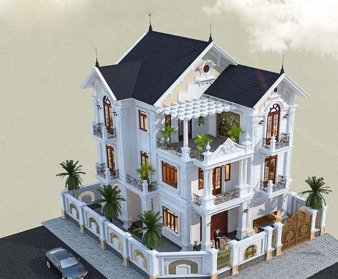 biệt thự 3 tầng mái thái tân cổ điển