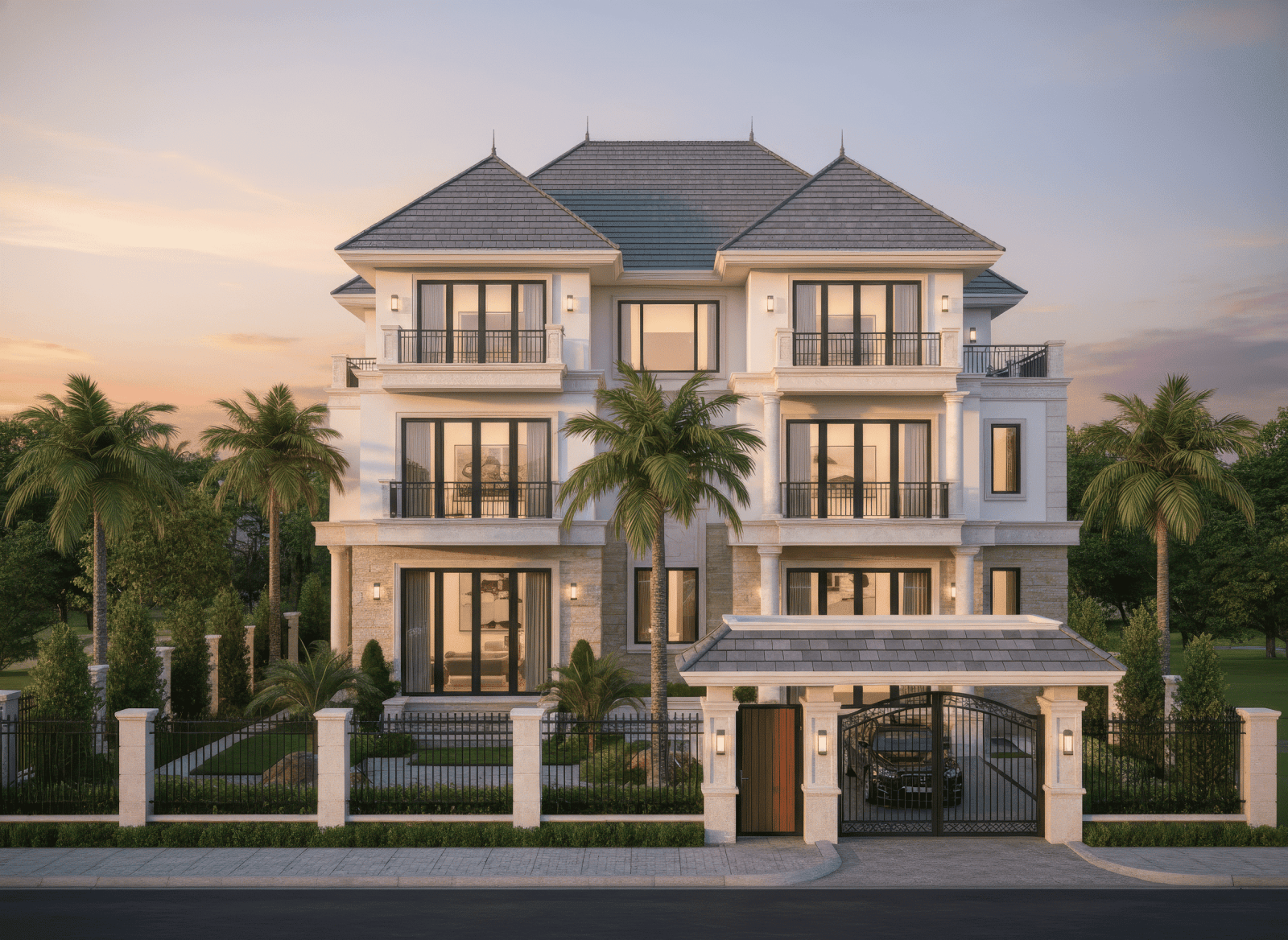 biệt thự 3 tầng mái thái hiện đại