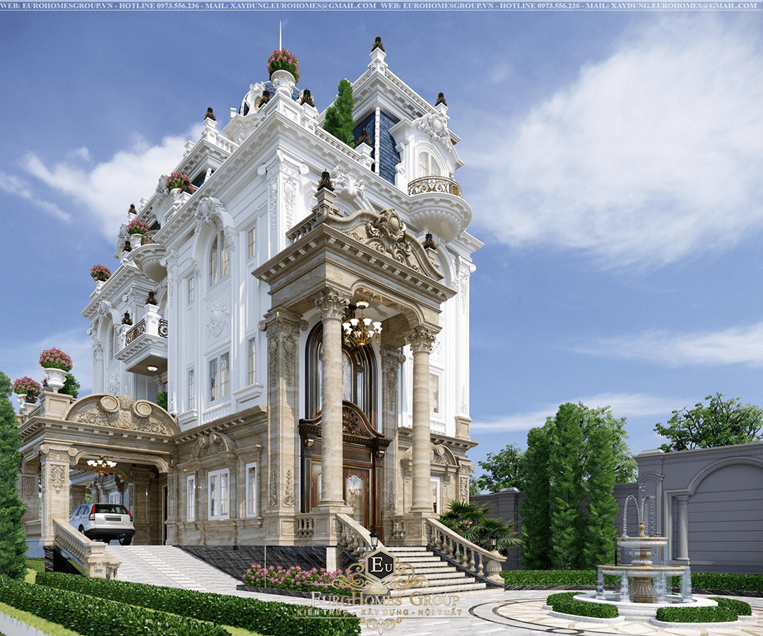 biệt thự lâu đài 3 tầng tân cổ điển có hồ bơi