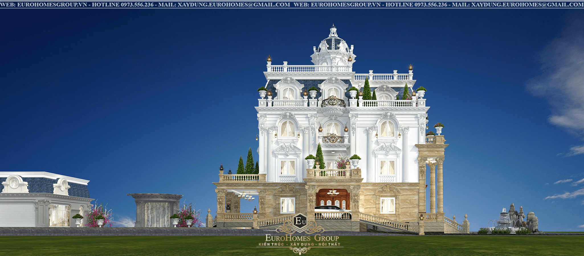 biệt thự lâu đài 3 tầng tân cổ điển có hồ bơi