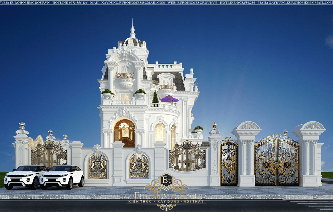biệt thự lâu đài 3 tầng tân cổ điển có sân vườn
