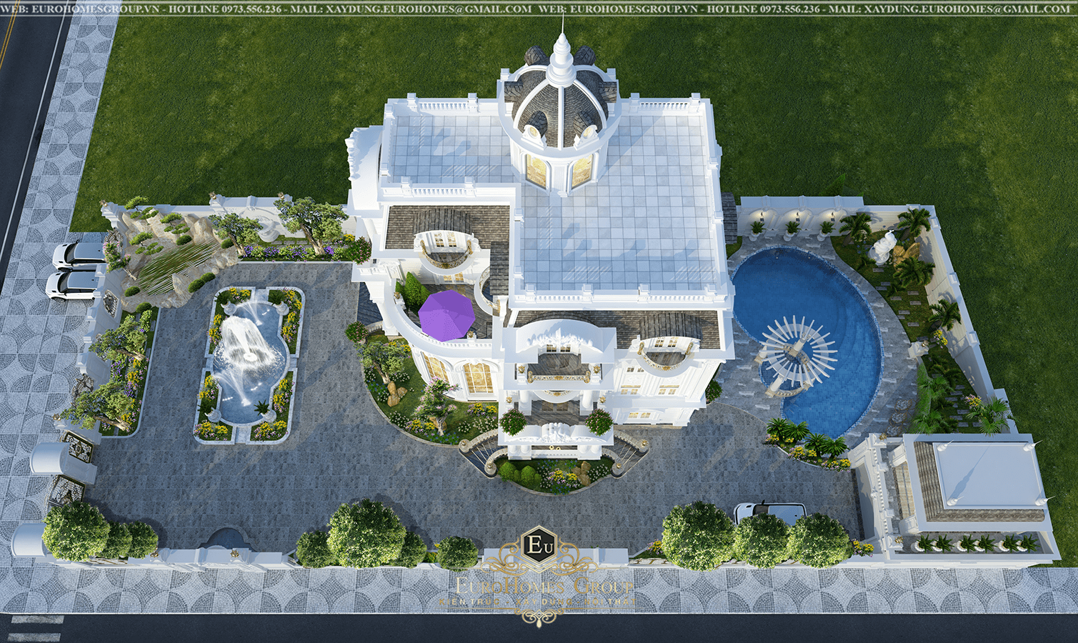 biệt thự lâu đài 3 tầng tân cổ điển có sân vườn