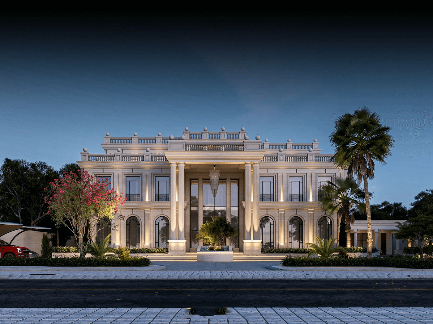 biệt thự lâu đài 3 tầng tân cổ điển mái bằng