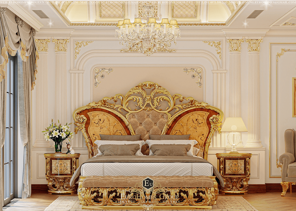 thiết kế nội thất biệt thự vườ 1 tầng tân cổ điển